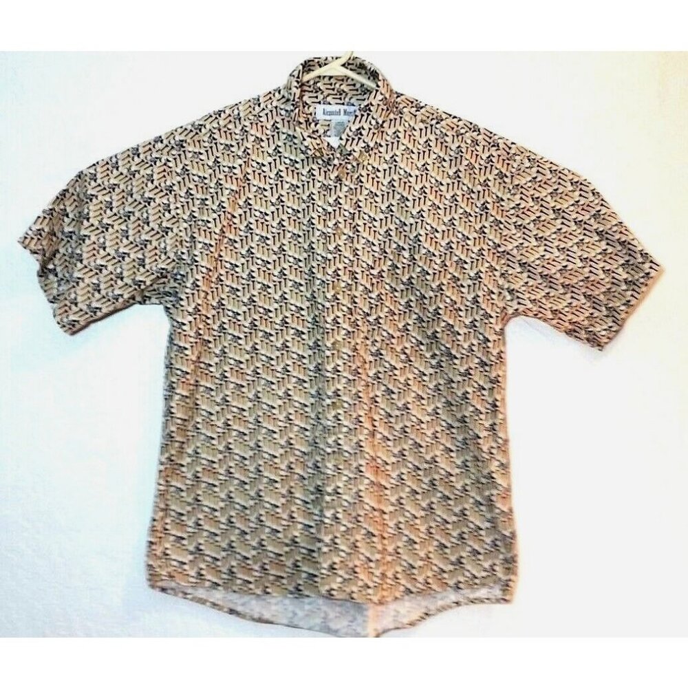 Golf Balls & Tees Print Aloha Style Camp Shirt Alexander Martin Mens Large